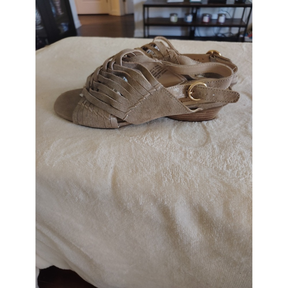 Lucca Lane Tempest Woven Leather Slingback Sandals Tan Metallic 8.5M